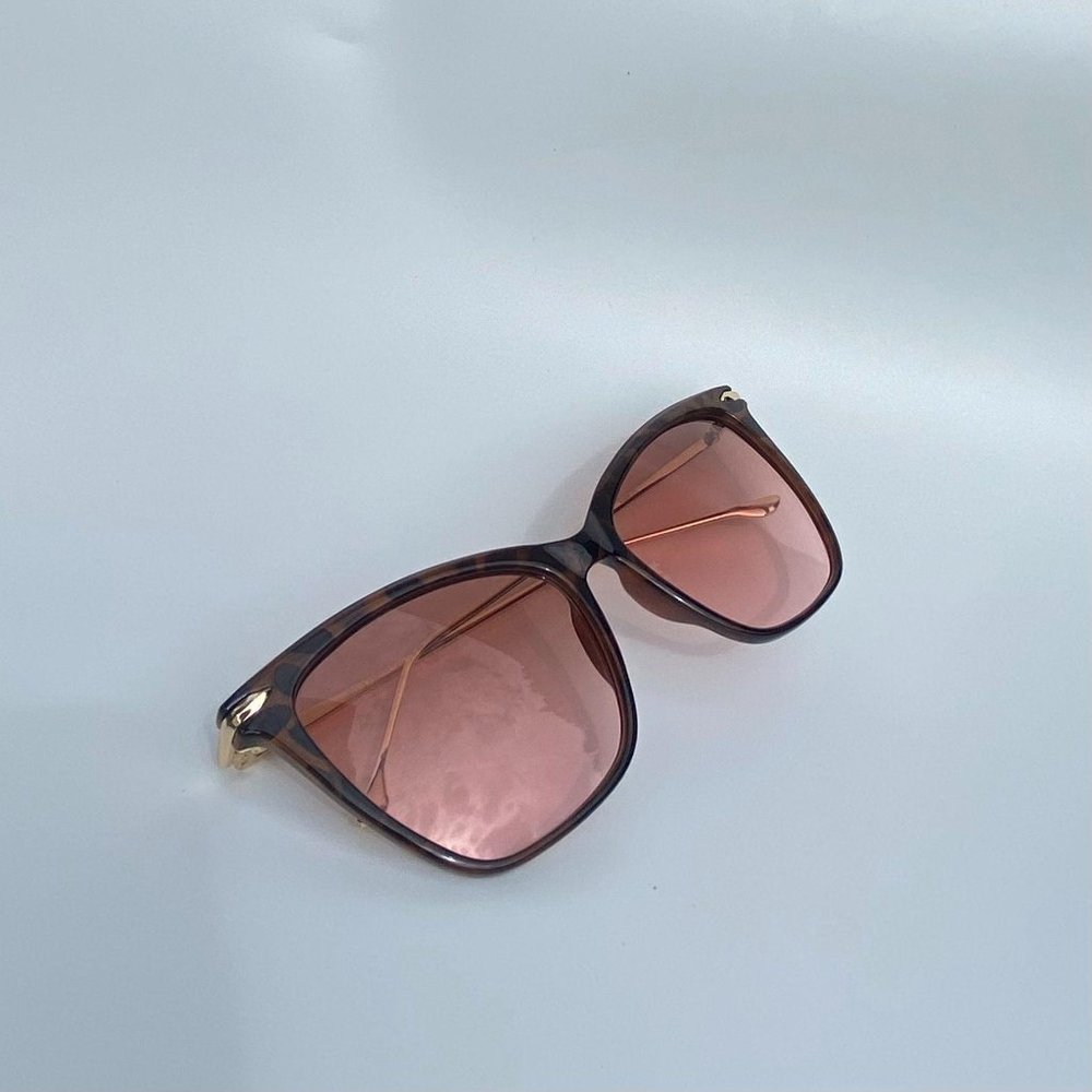 Large Cat Eye Leopard Fram & Red Lenses Sunglasses